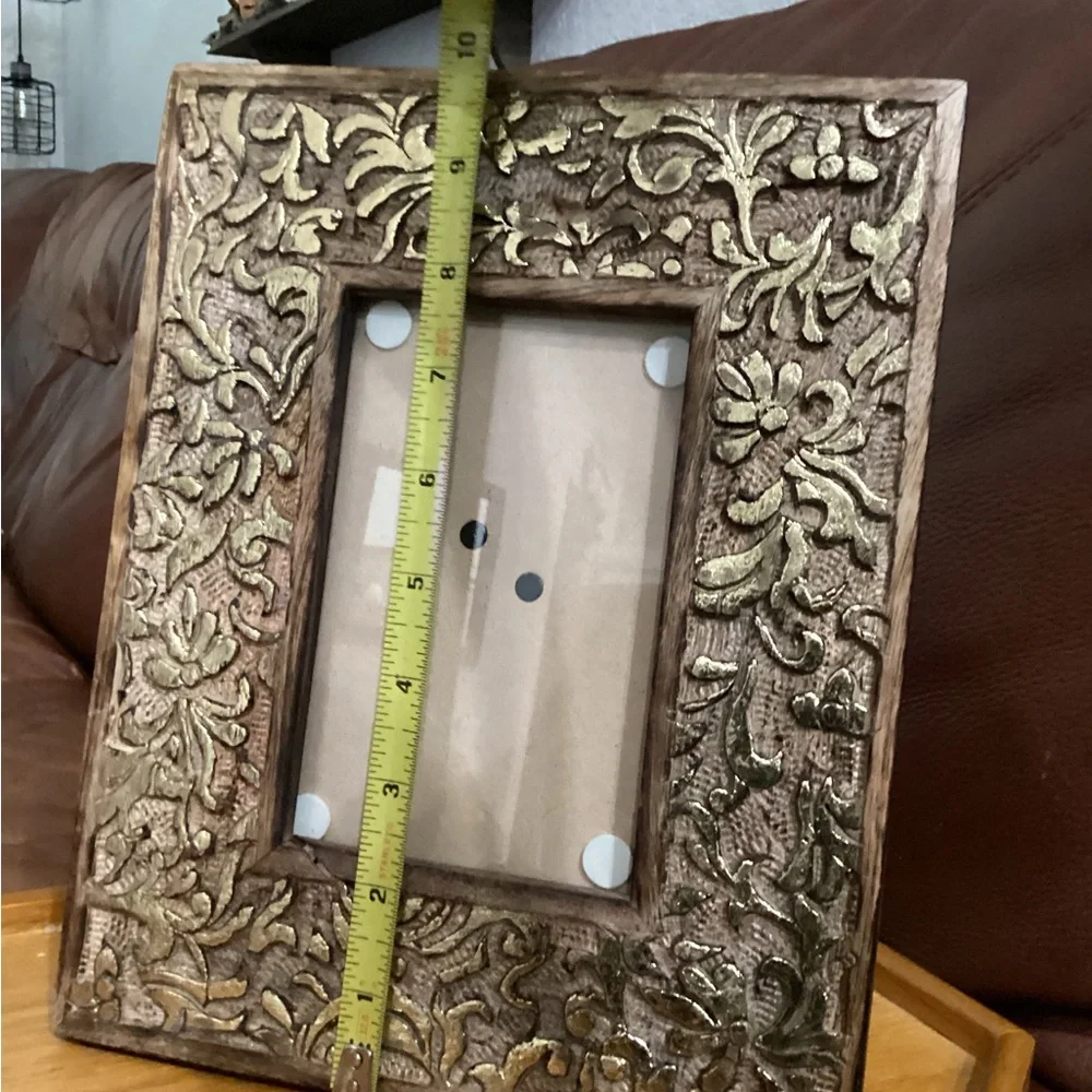 Carved Wood Ornate Gold and Brown Photo Frame